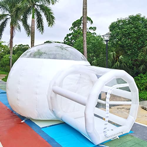 Liffshsy 10FT Inflatable Bubble House Dome for Kids, Outdoor Transparent Camping Tent with 350W Air Pump Clear PVC Inflatable Bubble House Tent with Tunnel for Home Party Malls Parks Event (C)