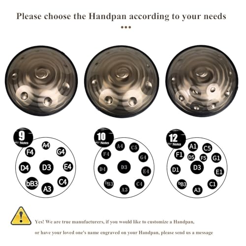 Handpan steel 10 notas 15.7 in con soporte y bolsa miniatura 3