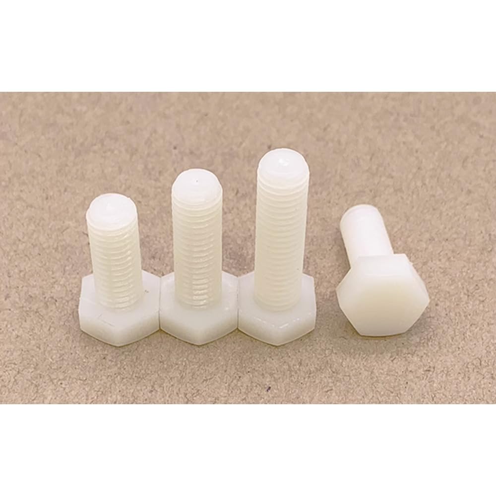 M3-M20 White Plastic Nylon Hexagon Bolts Hex Head Cap Screws DIN933 (M14 x 15mm,10)