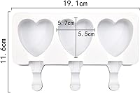 Vista 3 de Mini molde de barra de silicona para helado, 3 cavidades en forma de corazón, moldes de silicona, moldes de paletas de chocolate, bandeja de postre