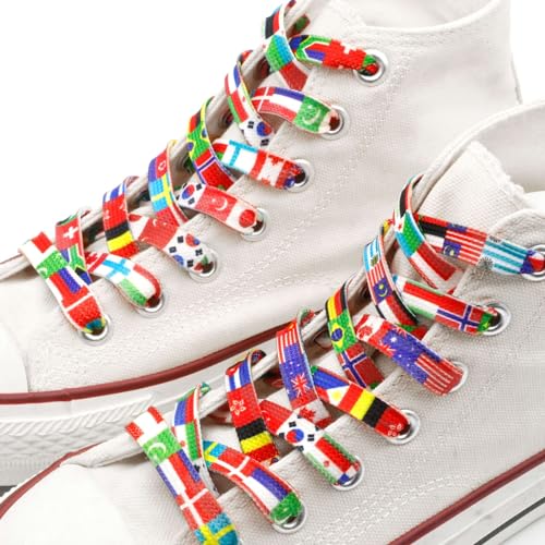 Image of Flat Colorful Shoelaces Gradient Rainbow Shoe Lace Shoestring 2 Pair