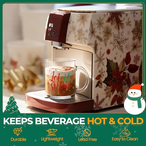 Set de 4 tazas de vidrio navideñas Suclain 12 oz miniatura 4
