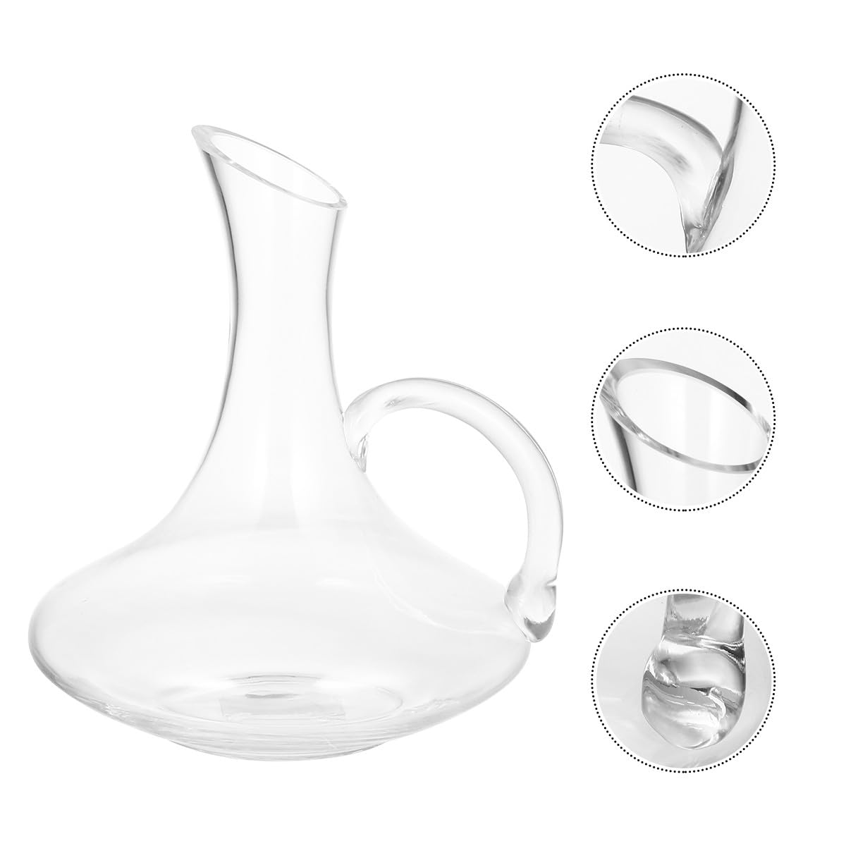 Decantador de Vino Tinto de Vidrio sin Plomo con Asa Boca Inclinada 1 Unidad Dispensador para Hogar y Fiestas Recipiente Transparente para Vino y Bebidas