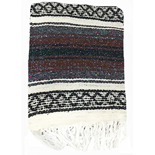 El Molcajete Brand Traditional Mexican Yoga Blanket Serape Brown