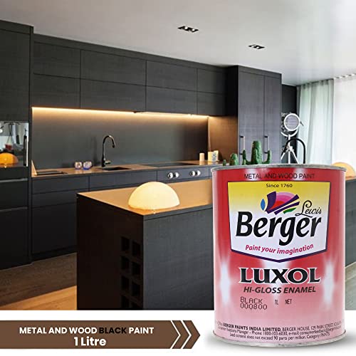 Image of Berger Luxol Hi Gloss Enamel Black 1Ltr