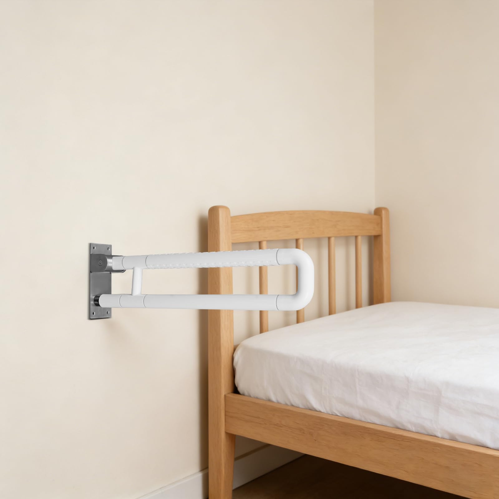 barra de apoyo de inodoro, barra de seguridad de baño, barra plegable inodoro, acero inoxidable, mango antideslizante, instalación en pared, carga 500 lbs, uso para personas mayores, discapacitados