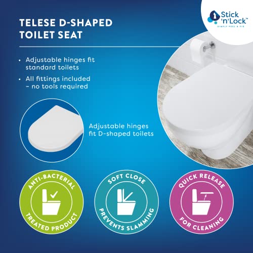 Croydex Telese Stick 'n' Lock D Shaped Soft Close Toilet Seat - Image 3