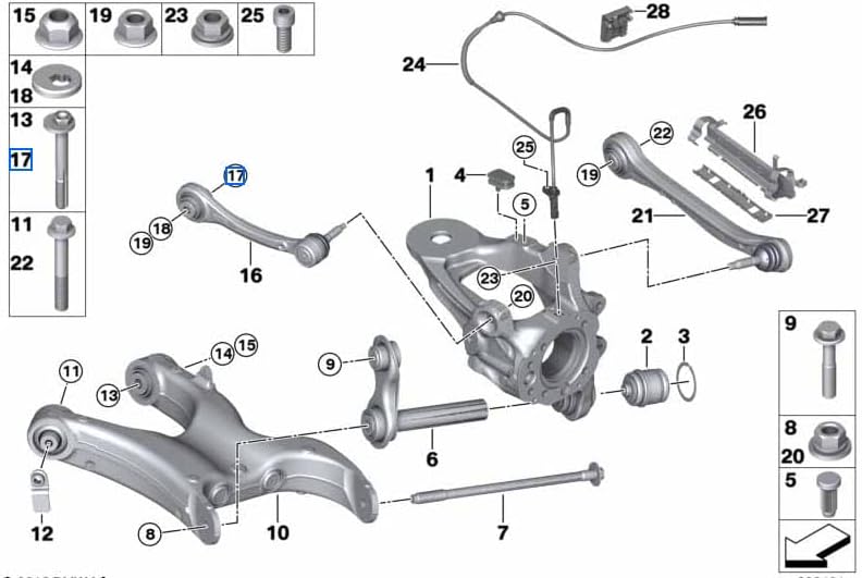BMW Genuine Rear Axle Support/Wheel Suspension Eccentric Bolt M12X1.5X72 X5 3.0si X5 3.5d X5 4.8i X5 M X5 35dX X5 35iX X5 50iX X6 35iX X6 50iX X6 M Hybrid X6 X5 35dX X5 35i X5 35iX X5 40eX X5 50iX X6