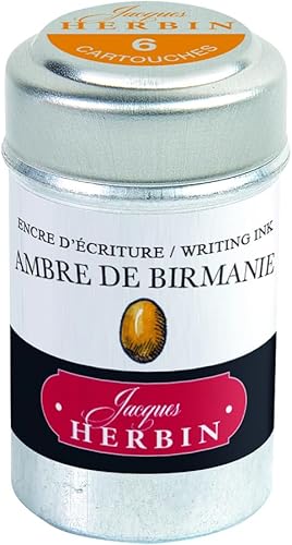 Herbin Tinta para Pluma Estilográfica J - 1 lata de 6 cartuchos - Ambre de Birmanie