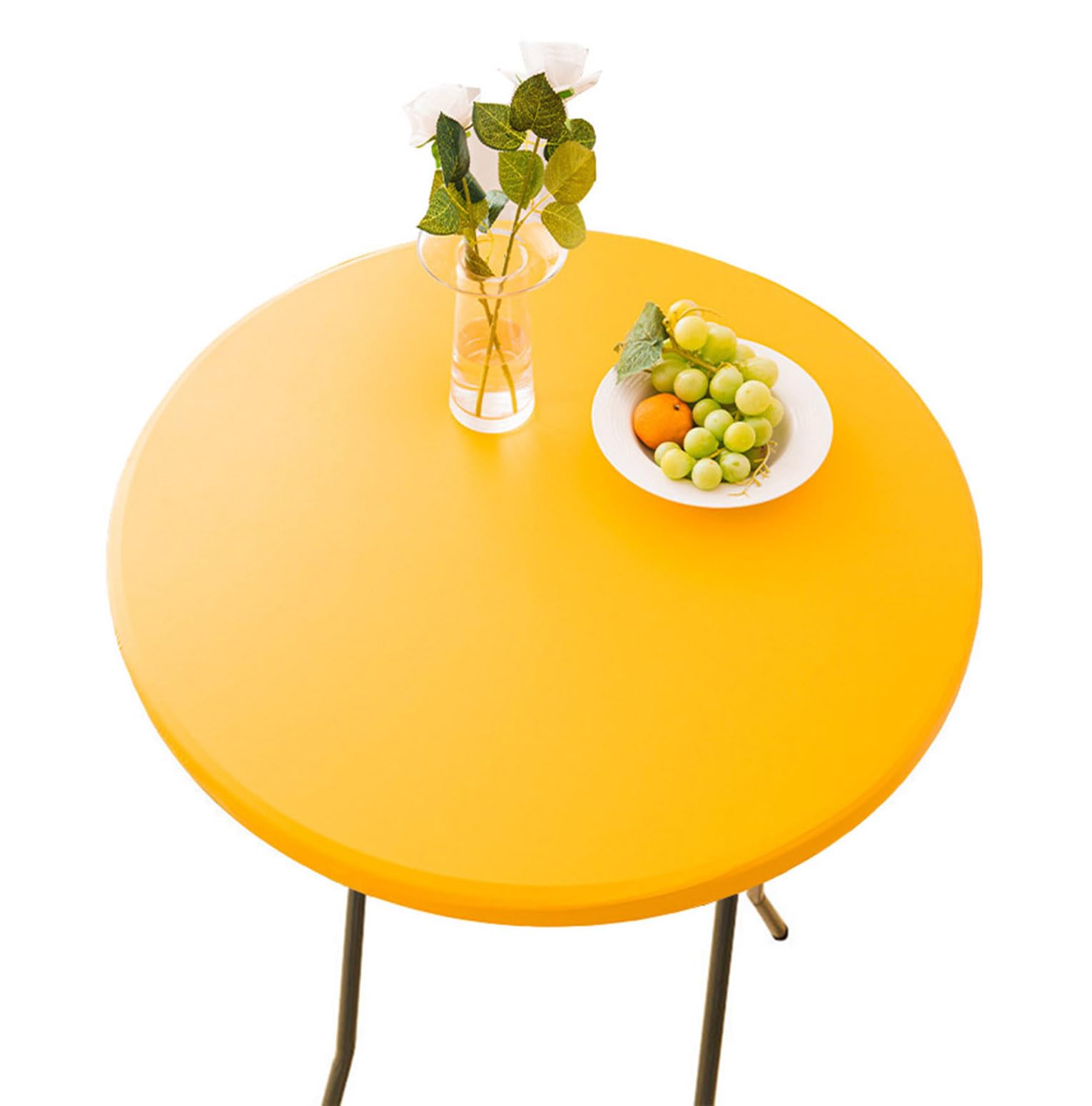 CIEEIN CIEHT PU Tablecloths Table cloth Tablecover Home Hotel Restaurant Bar Party Waterproof Oilproof Table Covers Yellow Round 70cm โ image 1