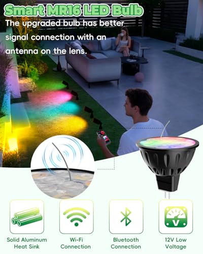 Image of Smart MR16 Bulb, 12V WiFi MR16 LED Bulb RGBW Color Changing 6pcs