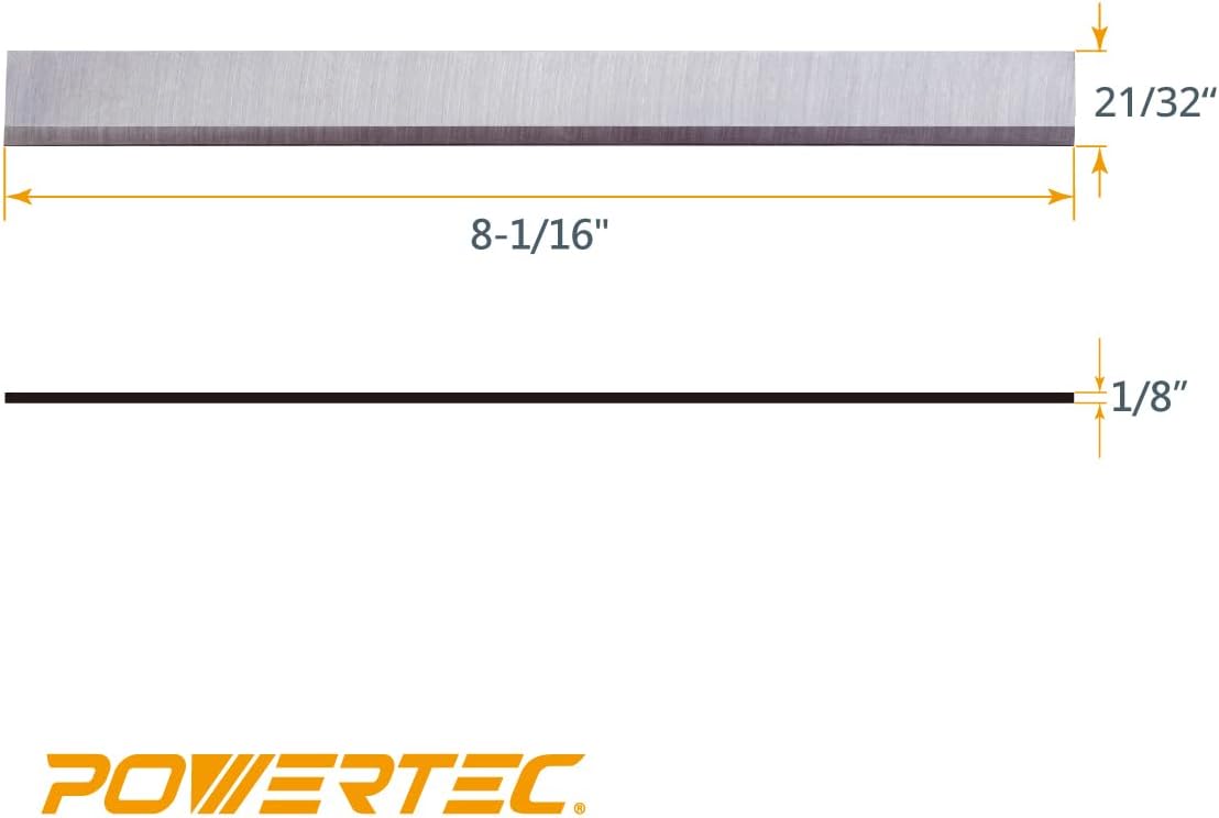 POWERTEC 8 Inch Jointer Blades for Delta 37-365X, 37-350A, 37-380, 37-877, 37-680, 37-680X, 37-350, DJ-20 Jointer, Replacement for 37-355 Jointer Knives, Set of 3 (148073)