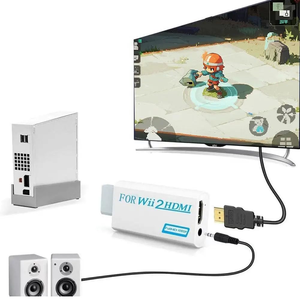 Wii HDMI adapter Video Wii na HDMI złącze konwertera 1080P/720P wejście i wyjście wideo i audio 3,5 mm HD konwerter HDTV obsługuje wszystkie tryby wyświetlania NTSC 480i 480p PAL 576i 720p