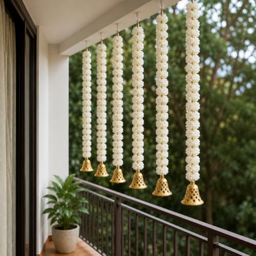 Image of Tia Crafts Handmade Artificial Decorative Mogra Bell Fluffy Garland, Size 2 Feet Used for Home /Office,Festival Navratri, Durga Pooa Christsmas Diwali Decoration (6)