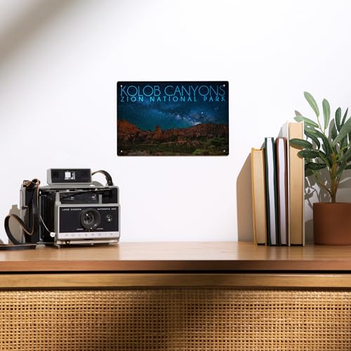 Lantern Press 6x9 Inch Metal Sign, Zion National Park, Utah, Kolob Canyons, Canyon at Night, Photography