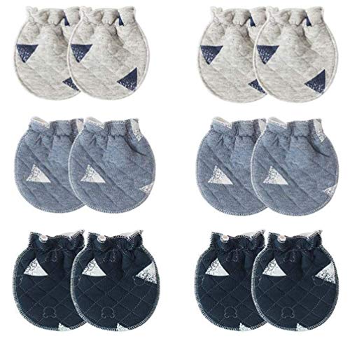 Adeimoo Baby Cotton Gloves Newborn Infant Toddler No Scratch Mittens (6 pair winter mittens / 3-9 Months)