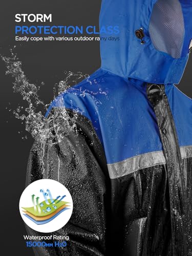 Mens Rain Suits with Air Vents Reflective Waterproof Rain Gear Breathable Jacket Pants for Work Golf Fishing Hiking4