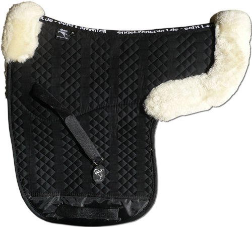 Engel Germany Tapis de Selle en Peau de Mouton Couleur Coton Noir Fourrure Noir (Sadek 2) Concours Complet d'équitation (CCE) Co