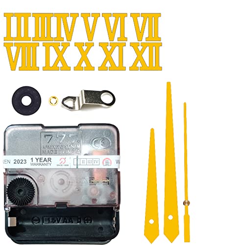 Image of 12 Pcs Arabic Mirrored Acrylic Numerals Movement Machine 22mm for Wood Resin Marble Clock Fancy Needles Pack 1 (Gold D4)