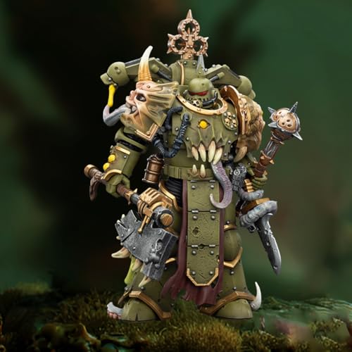 Image of JOYTOY Warhammer 40k 1:18 Death Guard Plague Marine with Bubotic Axe and Plague Knife Model Birthday Gifts JT03608