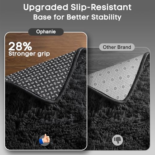 image for Ophanie 8x10 Black Area Rugs for Living Room, Large Shag Bedroom Carpe