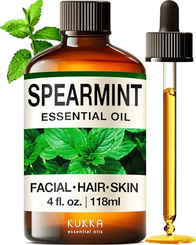 Spearmint Oil for Diffuser – 0.34 Fl Oz – Premium Grade Essential Oils for Diffuser, Aromatherapy, Hair, Skin, Body, Massage & DIY Soap Making Scents