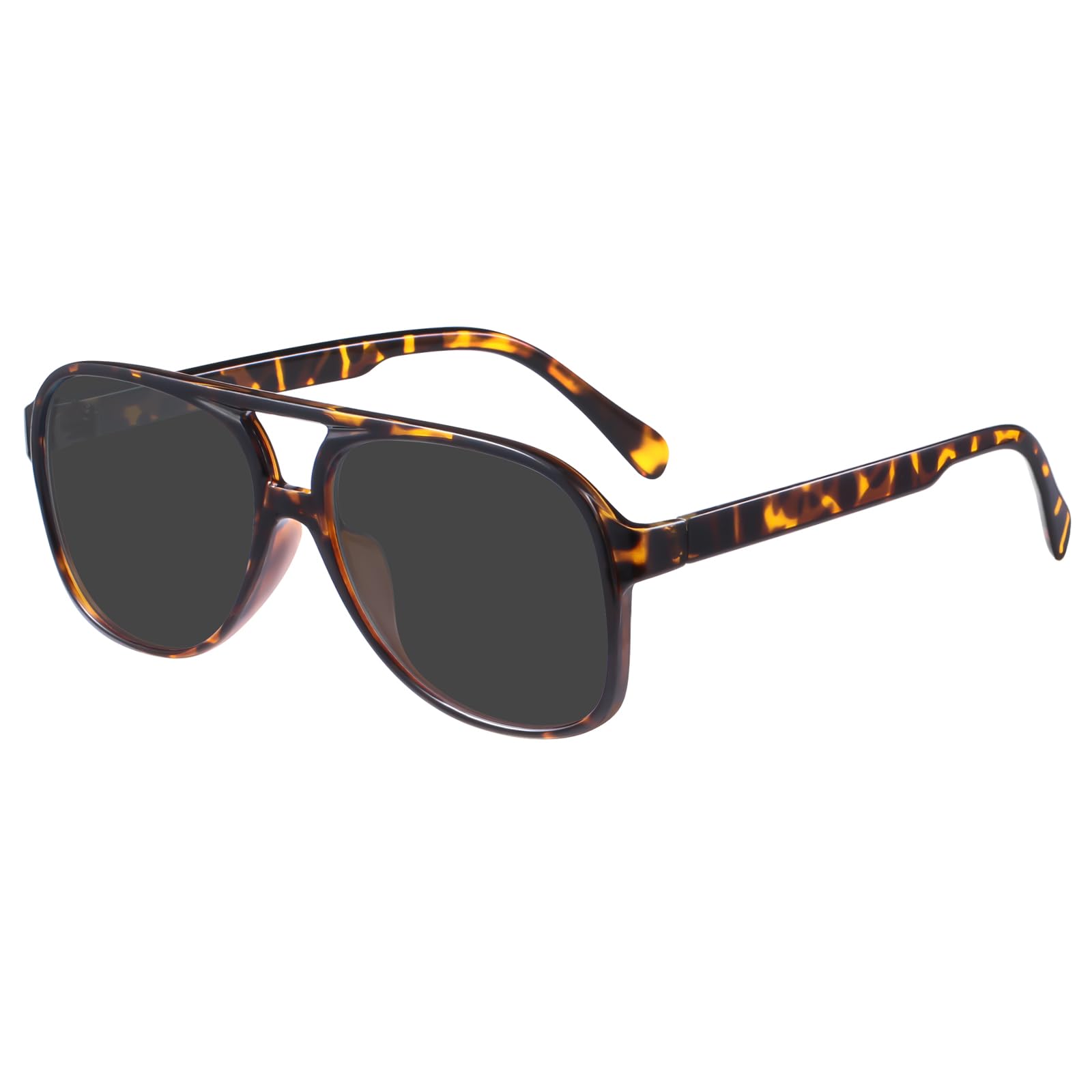 YDAOWKN Retro Aviator Sunglasses for Women Mens Large Frame Classic Vintage 70s Sun Glasses Aviators 1 Brown Tortoise/Gray 60 Millimeters