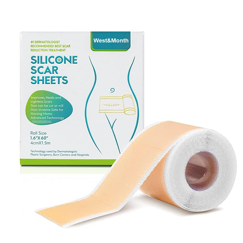 RAVIRANDAL Silicone Scar Sheets, Silicon gel sheets for Scars Transparent Medical Silicone Gel Tape for Scar Removal, Silicone Scar Tape Roll For Hypertrophic Scars and Keloids Caused by Surgery