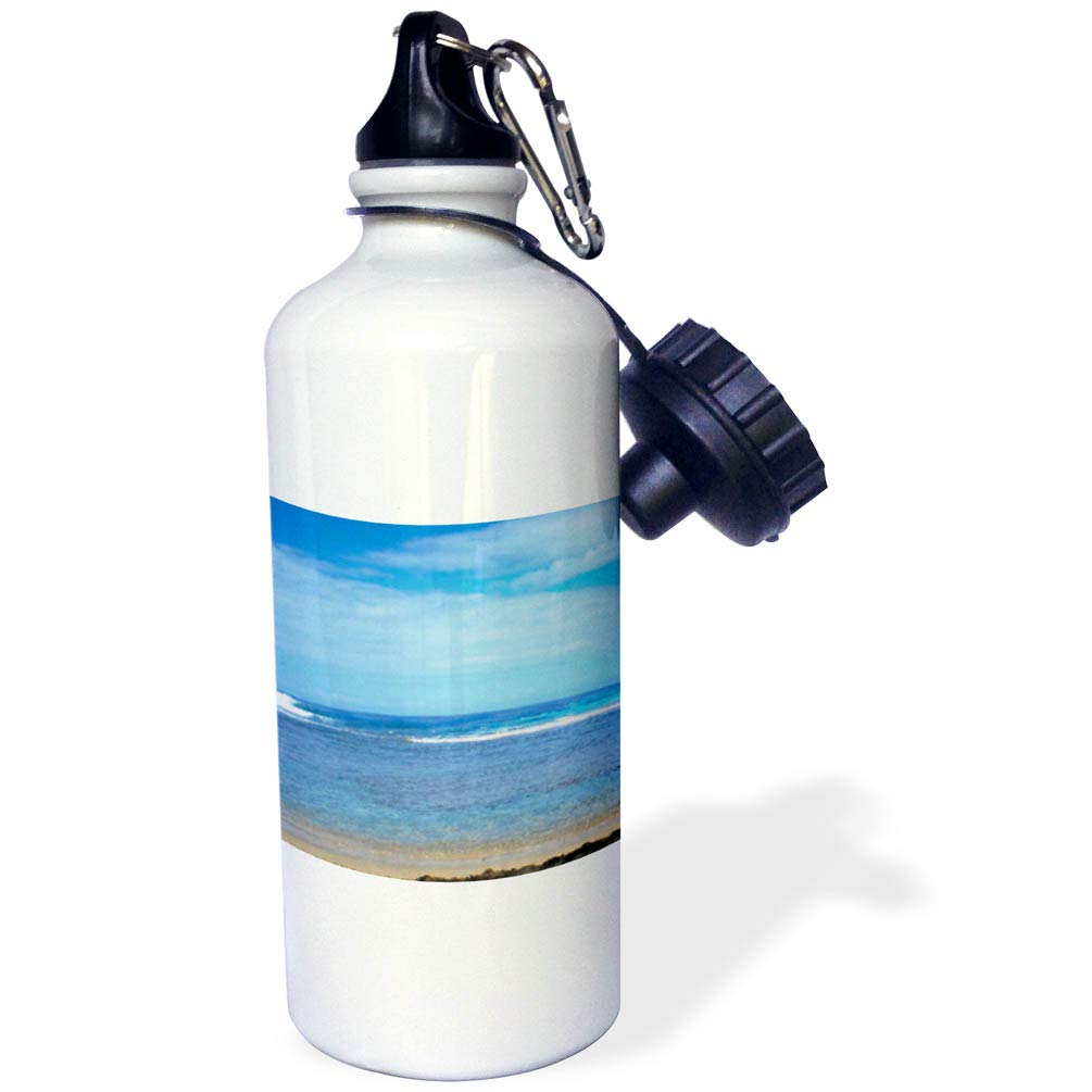 3dRose Kauai Beach Sports Water Bottle, 21 oz, White