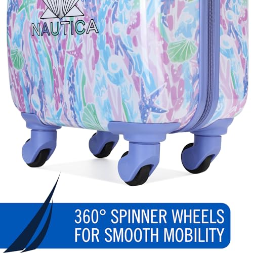 Nautica Kids Luggage - 18" Airline Approved Rolling Hardside Upright Carry-on Suitcase with Wheels (Pastel Shell)4