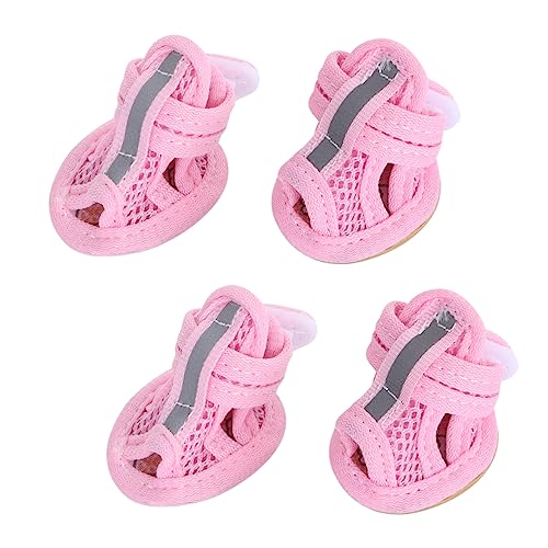 Toyvian 4pcs Pet Sandals for Breathable Dog Shoes Grips Doggie Shoes Puppy Sport Shoe Dog Paw Shoes Doggy Boot Dog Shoe Summer Small Dog Cooling Shoes Pets Puppy Shoes Dogs Outdoor Pink