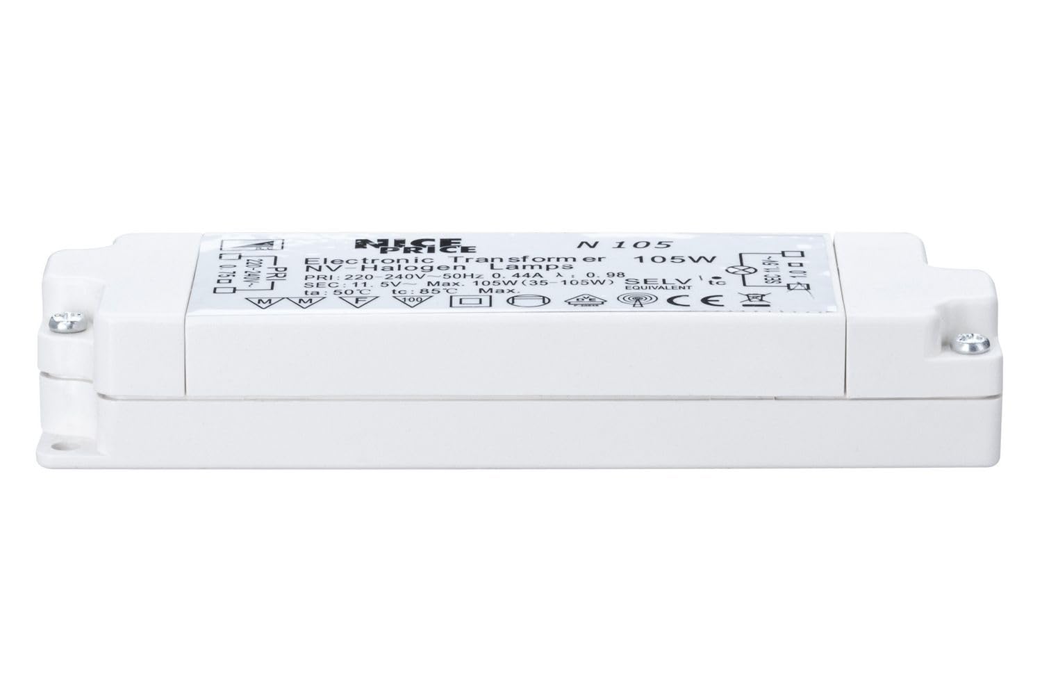 Nice Price Transformateur électronique VDE 35-105W230/12V 105VA Blanc