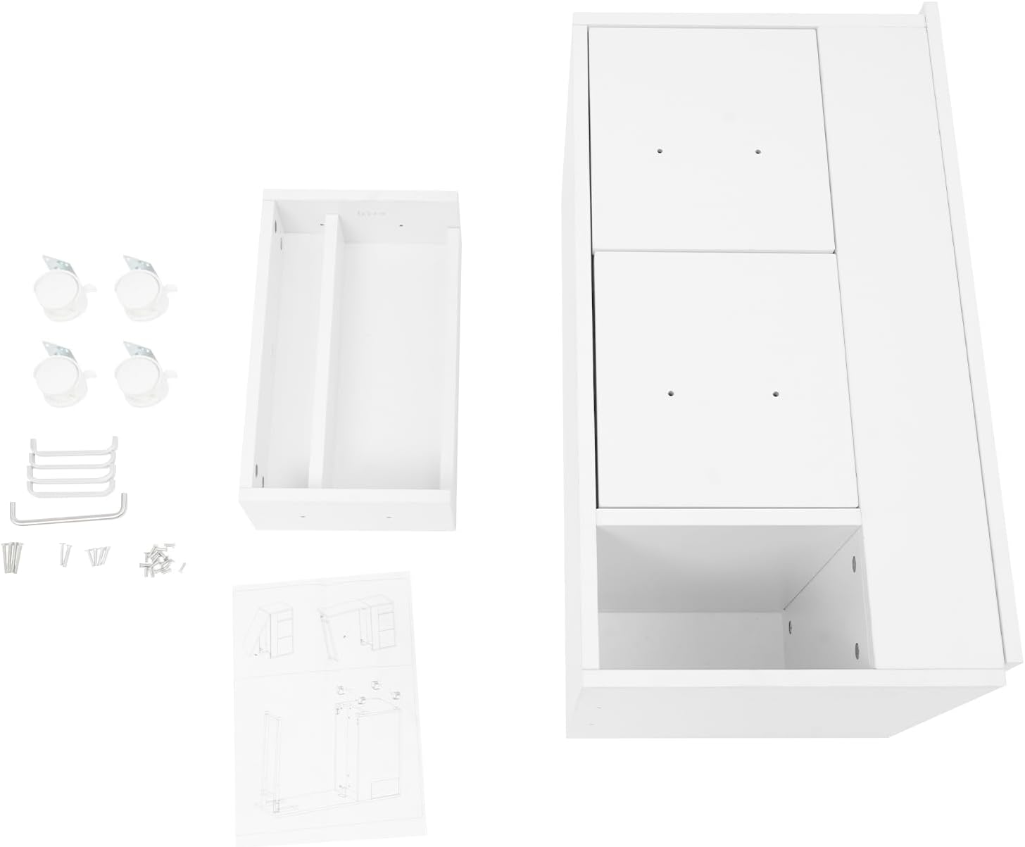 3-Tier Storage Drawers Nail Art Desk, Beauty Salon Station, Rolling Manicure Table with Foldable Top and 4 Lockable Wheels, Mobile Makeup Tables for Small Spaces (White)