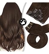 Moresoo Clip in Extensions Dunkelbraun Echthaar Clip Extensions Remy Glatt Haare Doppelt Tressen ...