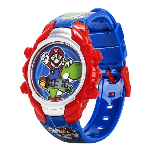 accutime super mario kids digital watch with yoshi led light show soft silicone strap durable kid-friendly design fun time-telling for boys and girls