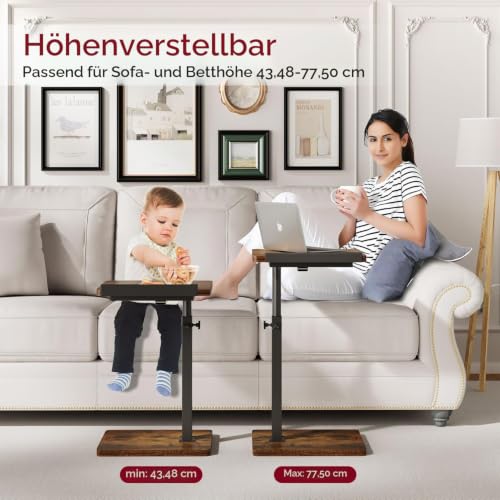 IBUYKE Beistelltisch,Höhenverstellbar,Neigbarer Tischplatte,Braun TVT004H – Ansicht 5
