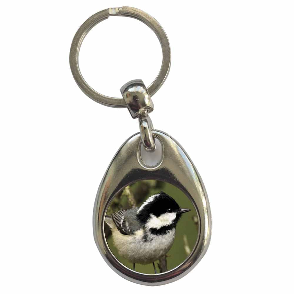 Ozorath Coal Tit Keyring Keychain with Split Ring Attachment and Metal Key Fob