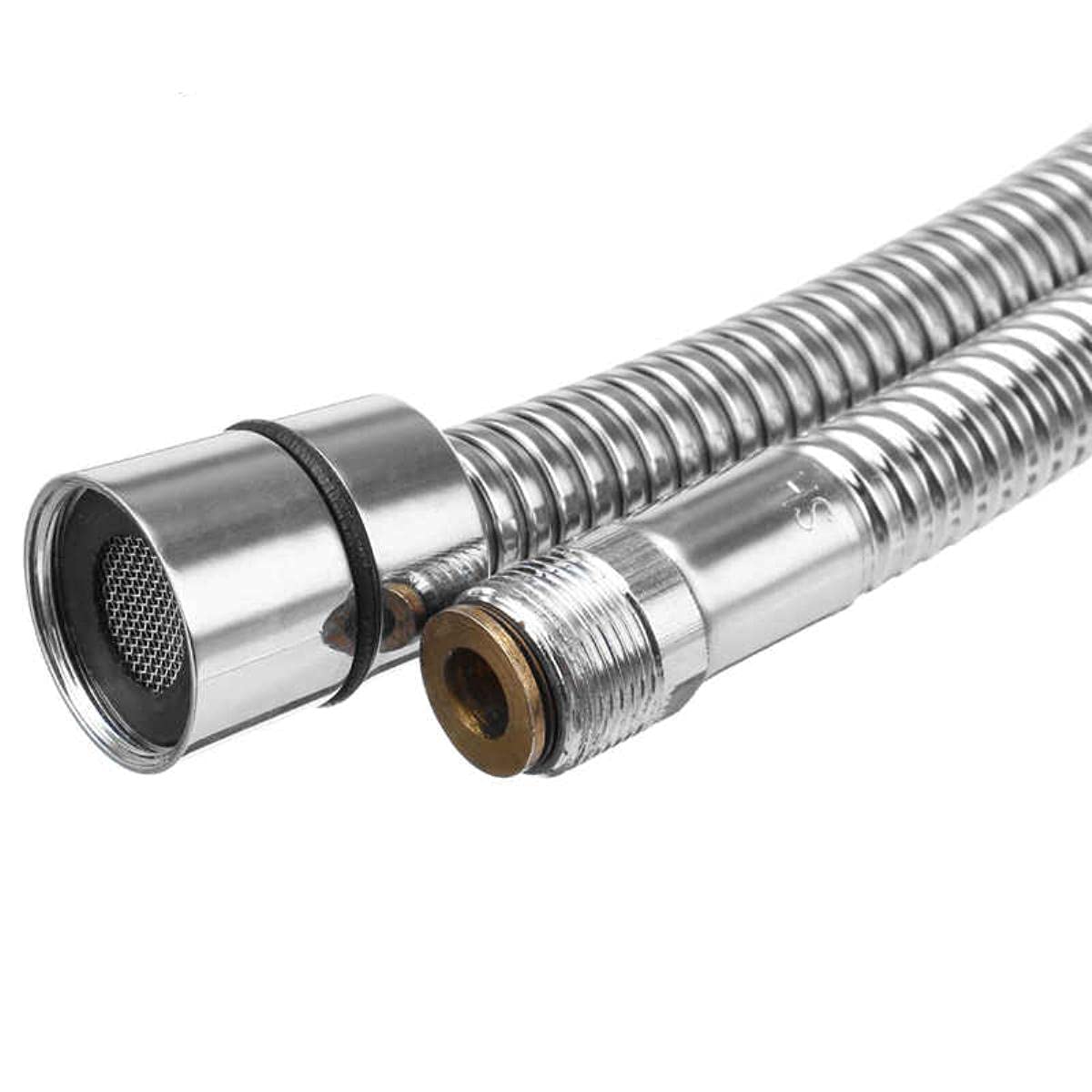 BAtlam G1/2 1,5 m de Acero Inoxidable Doble interbloqueado Manguera de pulverización de baño Cabezal de Ducha Tubo de fontanería Manguera de Ducha de baño Flexible-predeterminado