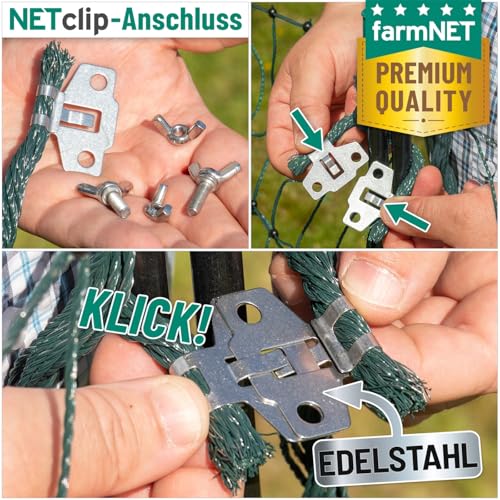 VOSS.farming farmNET+ Schafnetz, 25m, 2 Spitzen, 90cm Netzhöhe, grün, Elektrozaun-Netz, Lämmer, Schweine, Ziegen, Geflügel, Hunde