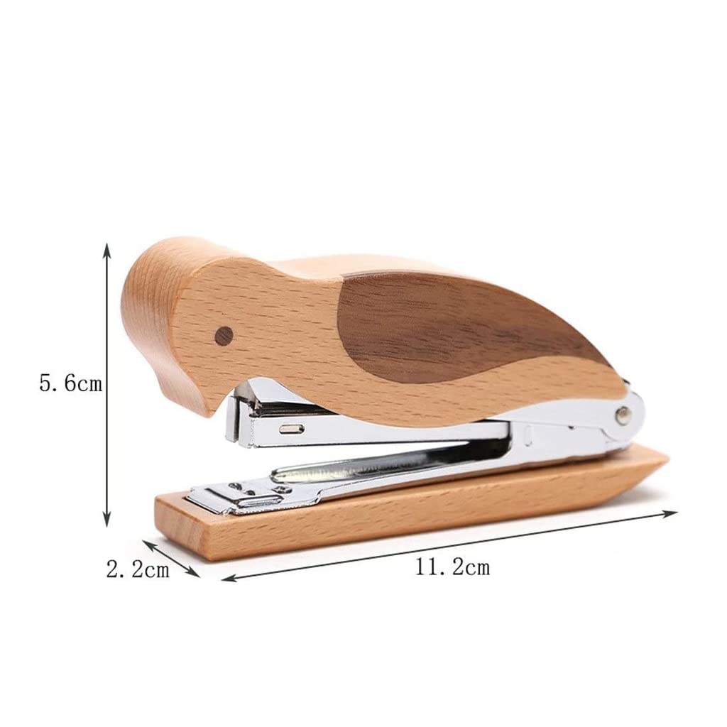 fhda Agrafeuse Portable Mini agrafeuses de Bureau créatives en Bois Bureau Pratique agrafeuse de Bureau Reliure Papeterie