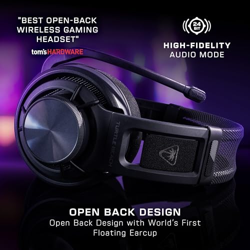 Turtle Beach Atlas Air Casque Gaming Ouvert Sans fil w/ Audio Haute Fidélité 24 bits, Micro de Qualité Diffusion, Coussinets en Mousse à Mémoire de Forme et Bluetooth pour PC, PS5, PS4 et Mobile – Image 3