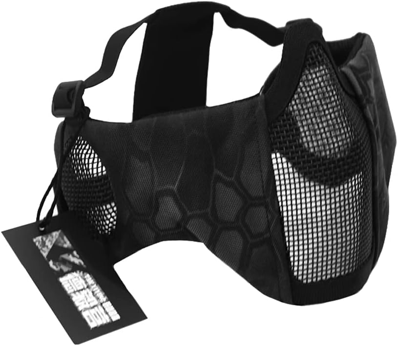 Tactical Foldable Mesh Mask with Ear Protection for Airsoft Paintball with Adjustable Baseball Cap (Camouflage) : Sports & Outdoors