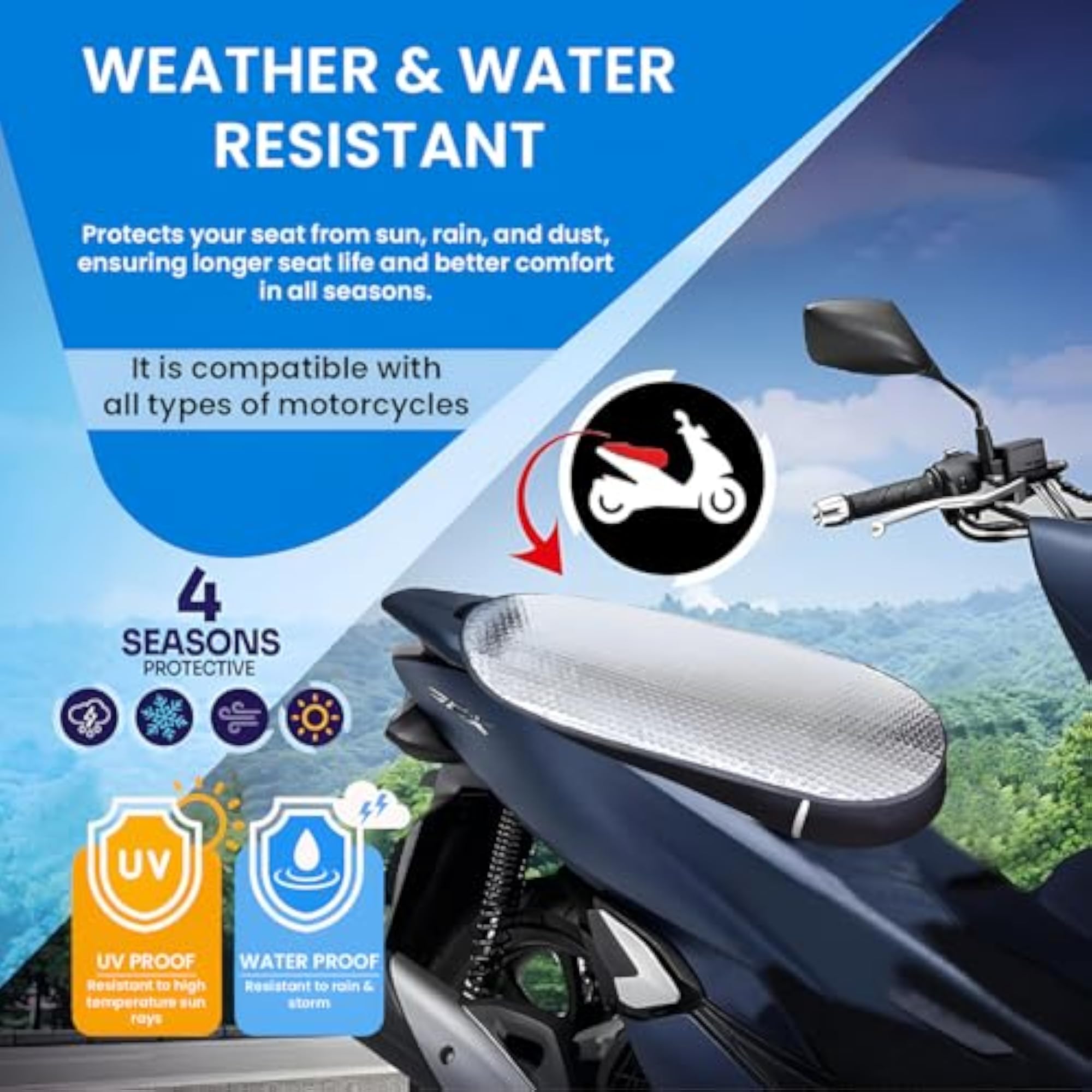 Heat Insulation Seat Cover with Sun Protective Pad, Water Resistant