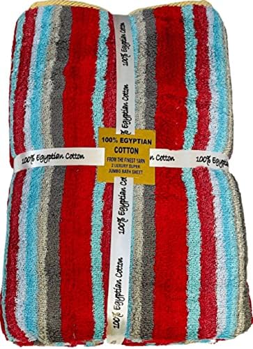 TOWELBAY 2 X Extra Large Super Jumbo Bath Sheets Towels 800 GSM Luxury 100% Egyptian Cotton Super Soft Highly Absorbent Velour Striped Bath Sheet 100x200cm (DN-01, 1)