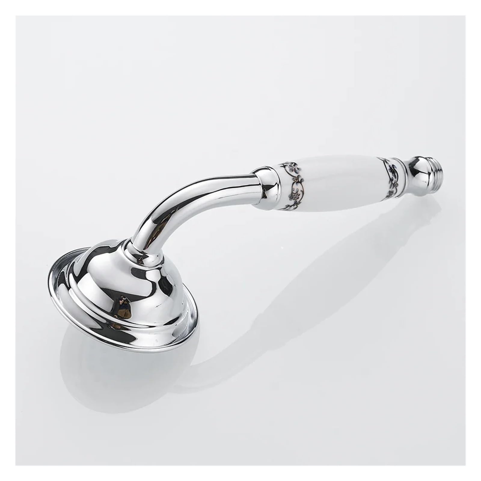 VNJUGF Głowice prysznicowe łazienkowe Ręczna głowica natryskowa z luksusową ceramiką Wanna Okrągły deszcz Gadżety i akcesoria łazienkowe wanglan(Chrome-White)