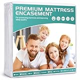 Queen Mattress Protector Waterproof Fits 12/13 /14/15 Inch Deep, 6-Sides Zippered Mattress Encasement Cover Terry Top