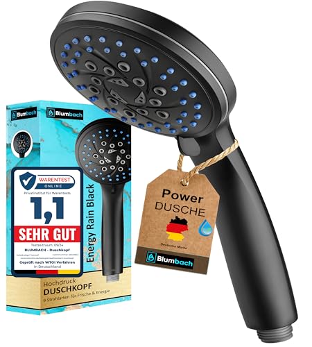BLUMBACH Duschkopf schwarz Energy Rain - Shower Head mit 9 Strahlarten