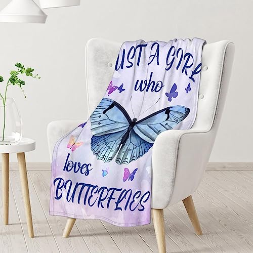 Butterfly Blanket Gifts - 40"x50" Cute Throw for Women, Girls - Purple Soft Fuzzy Blankets for Couch & Sofa