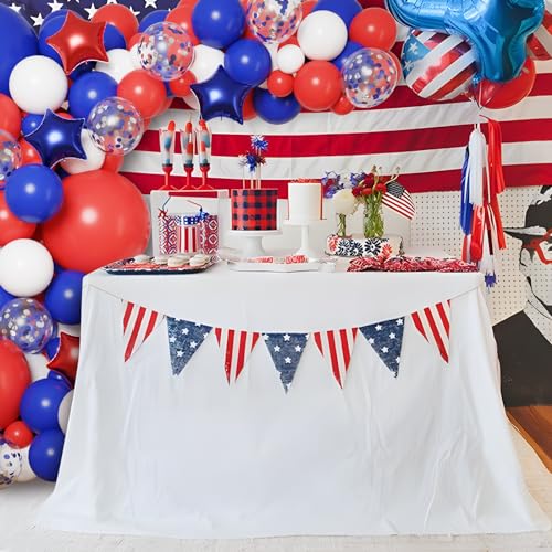 Image of RUBFAC 65pcs Red White and Blue Balloons 4th of July Patriotic Balloons Arch Garland Kit, 12 Inches Confetti Balloons for Independence Day Nautical Baseball Birthday Party Decorations