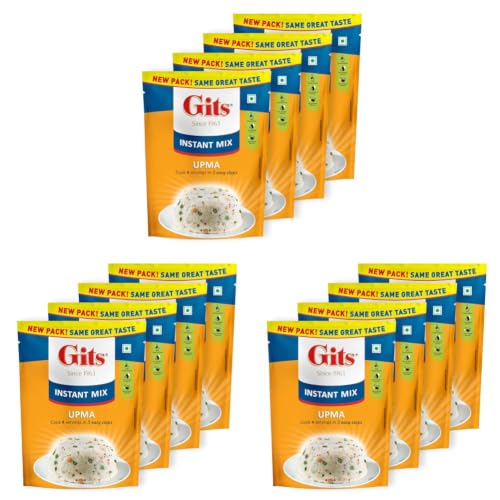 Image of Gits Instant Upma Breakfast Mix, Pure Veg, 800g (Pack of 12 X 200g Each)